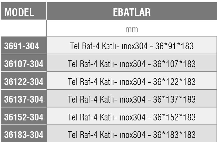 36-304 – Tel İstif Rafı /304