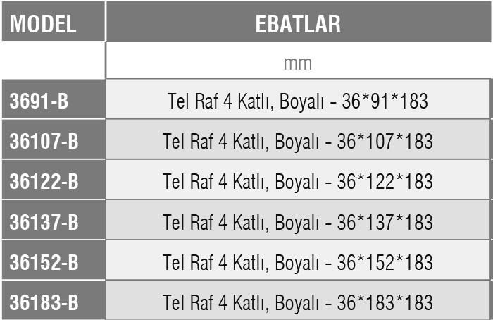 36-B-  Tel İstif Rafı /BOYALI