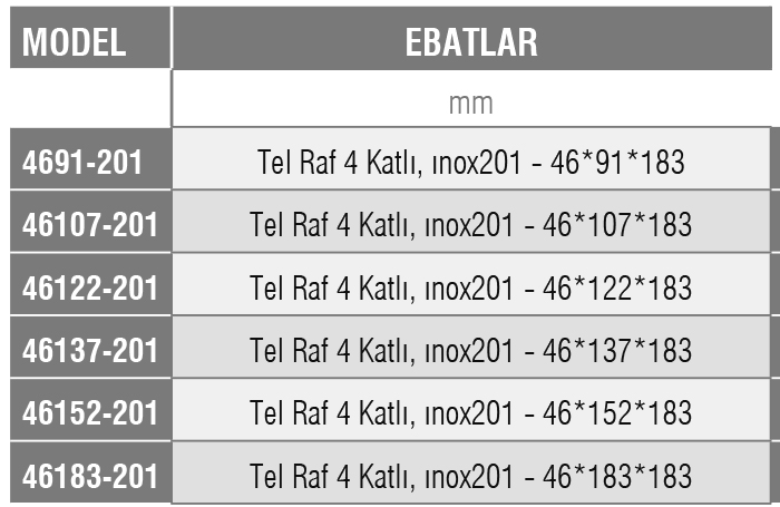 46-201 – Tel İstif Rafı /201